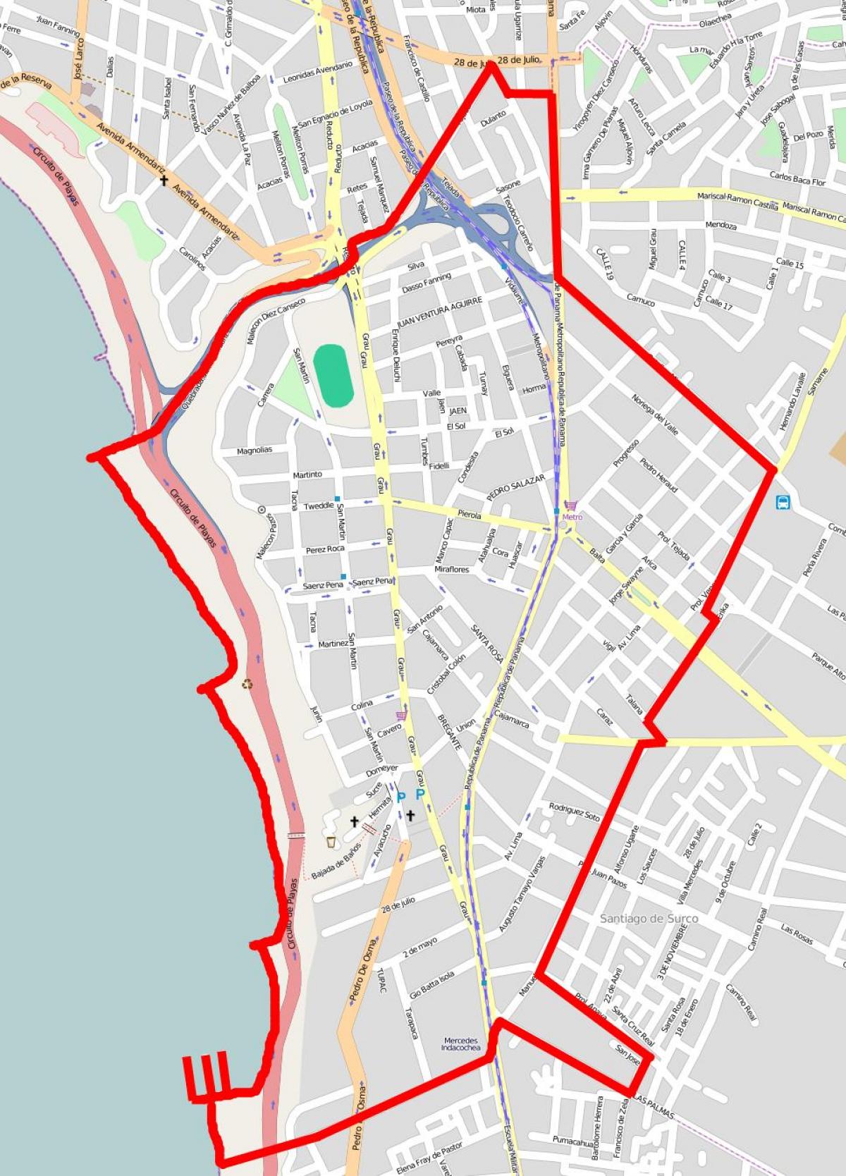 Карта барранко в Лімі